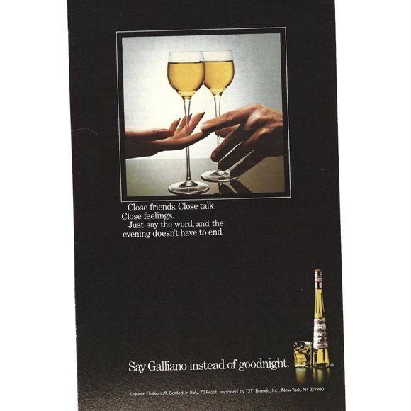 Galliano Liquore Italy Glasses1980s Vintage Print Ad 9 inch - Picture 1 of 4
